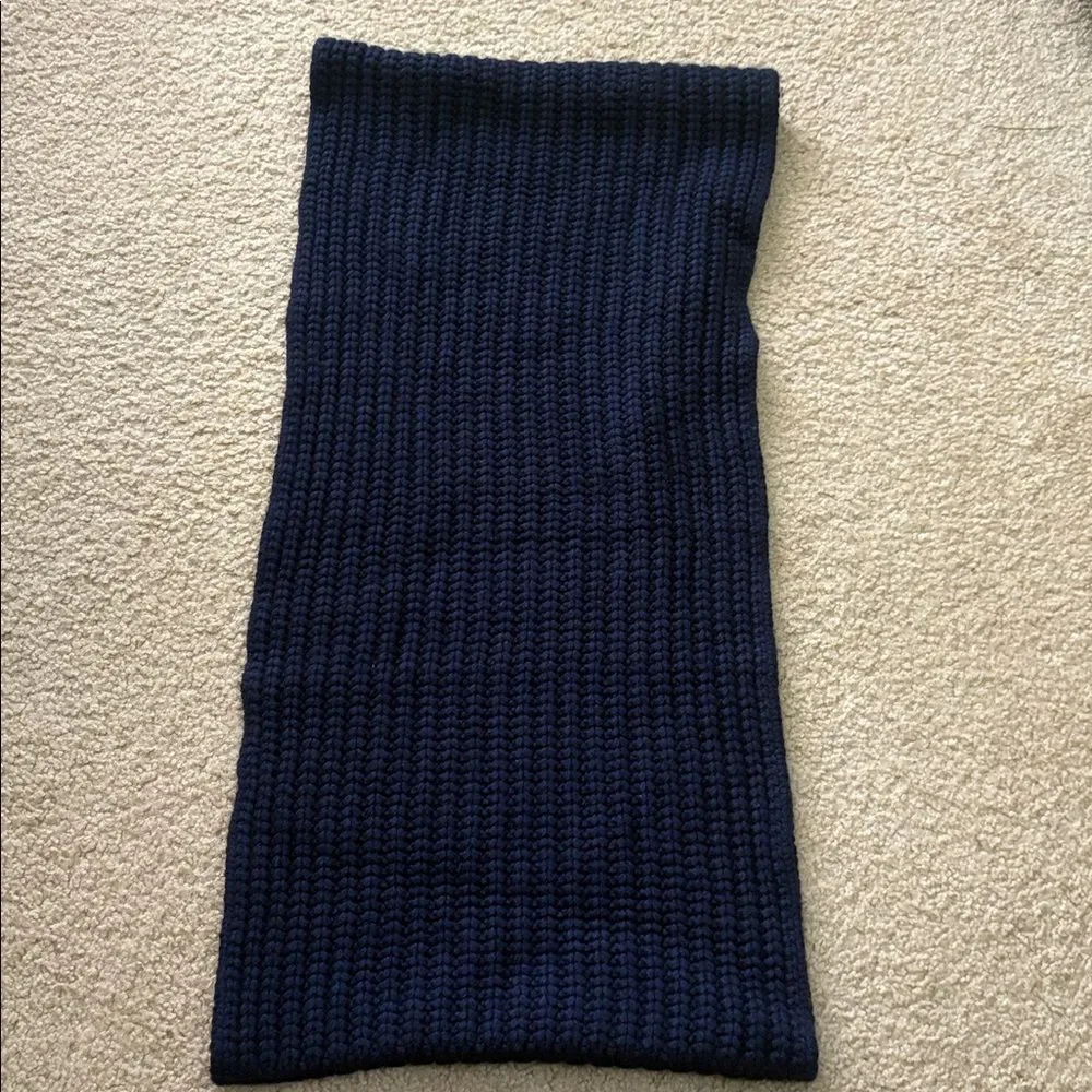 J. Crew Navy Chunky Ribbed Infinity Winter Knit Scarf Lambswool Cashmere Blend